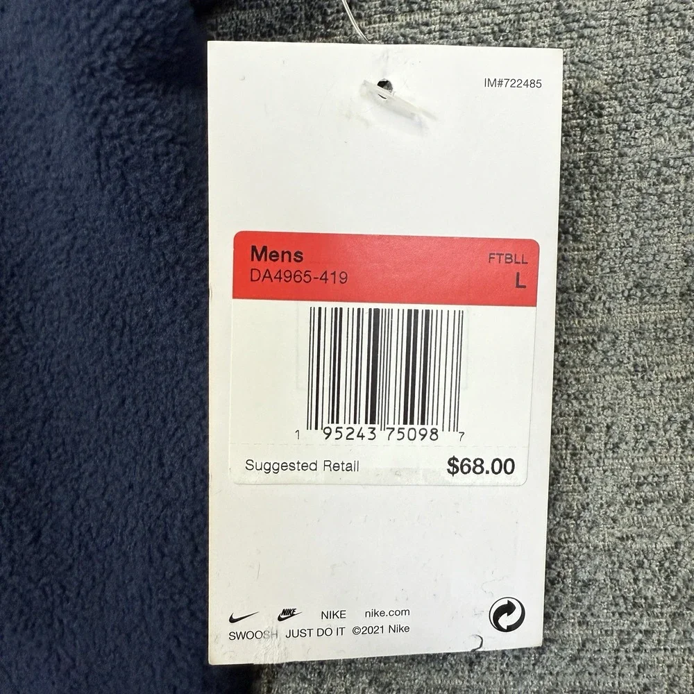 Nike Therma Fit Fleece Vest Mens Large Navy‎ 1/4 Zip Sleeveless DA4965-419 NWT